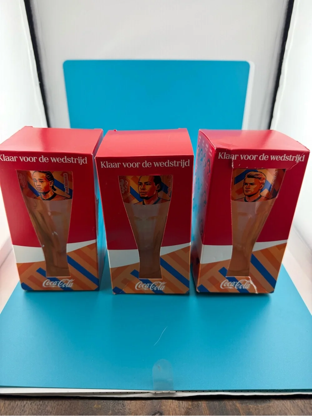 Coca Cola Red Promotional Pint Glasses Trio with Orange Accents